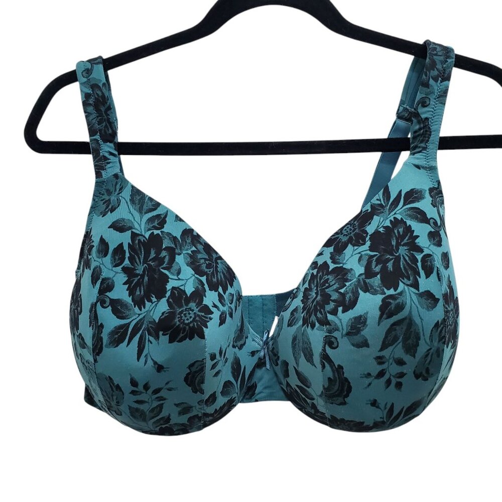 Teal Floral Underwire Full Coverage Bra - Women Intimates